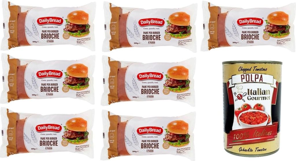 Daily Bread Brot für Burger-Brioche-Sandwiches 7x300g+ Italian Gourmet polpa 400g