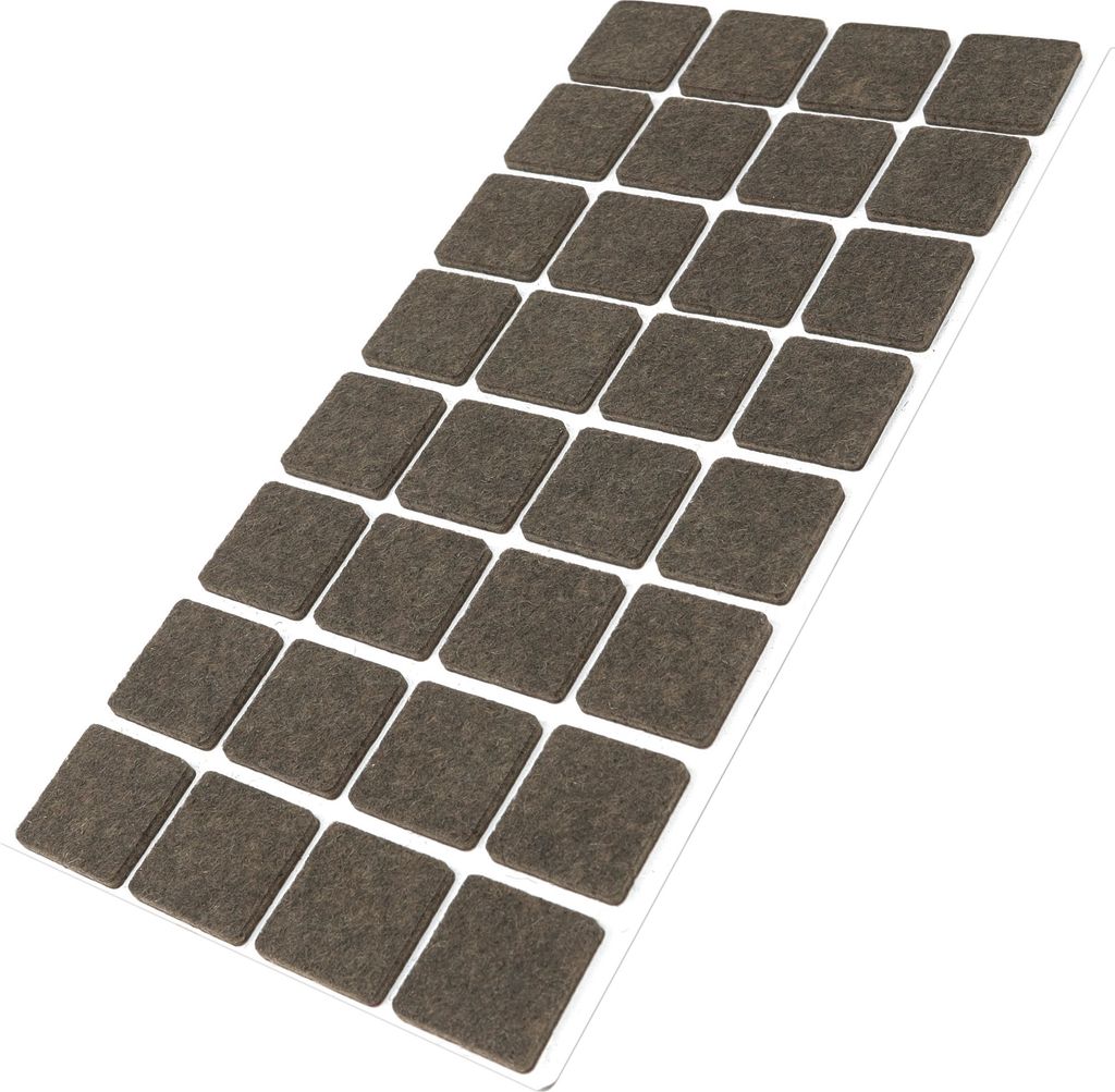 Adsamm | 32 x selbstklebende Filzgleiter / Braun / 25x25 mm / quadratisch / Möbelgleiter aus Filz mit 3.5 mm Stärke