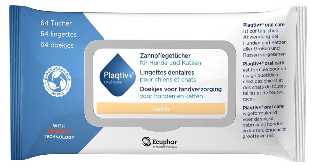 Plaqtiv+ Zahnpflegetücher 64 Stk | Hunde & Katzen | Produktbild 