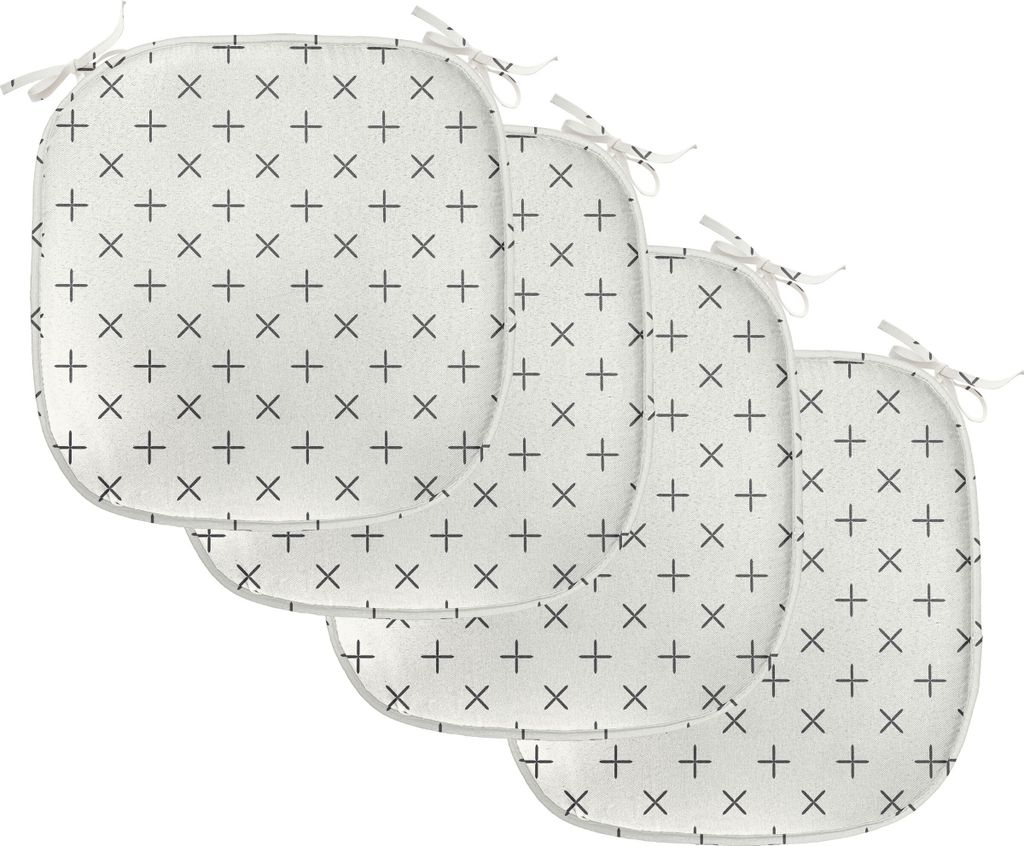 ABAKUHAUS Geometrisch Polster für Esszimmerstühle, Pale Floral, Dekoratives wasserfestes Kissen mit Riemen für Küchensitze, 40 cm x 40 cm-4er P...