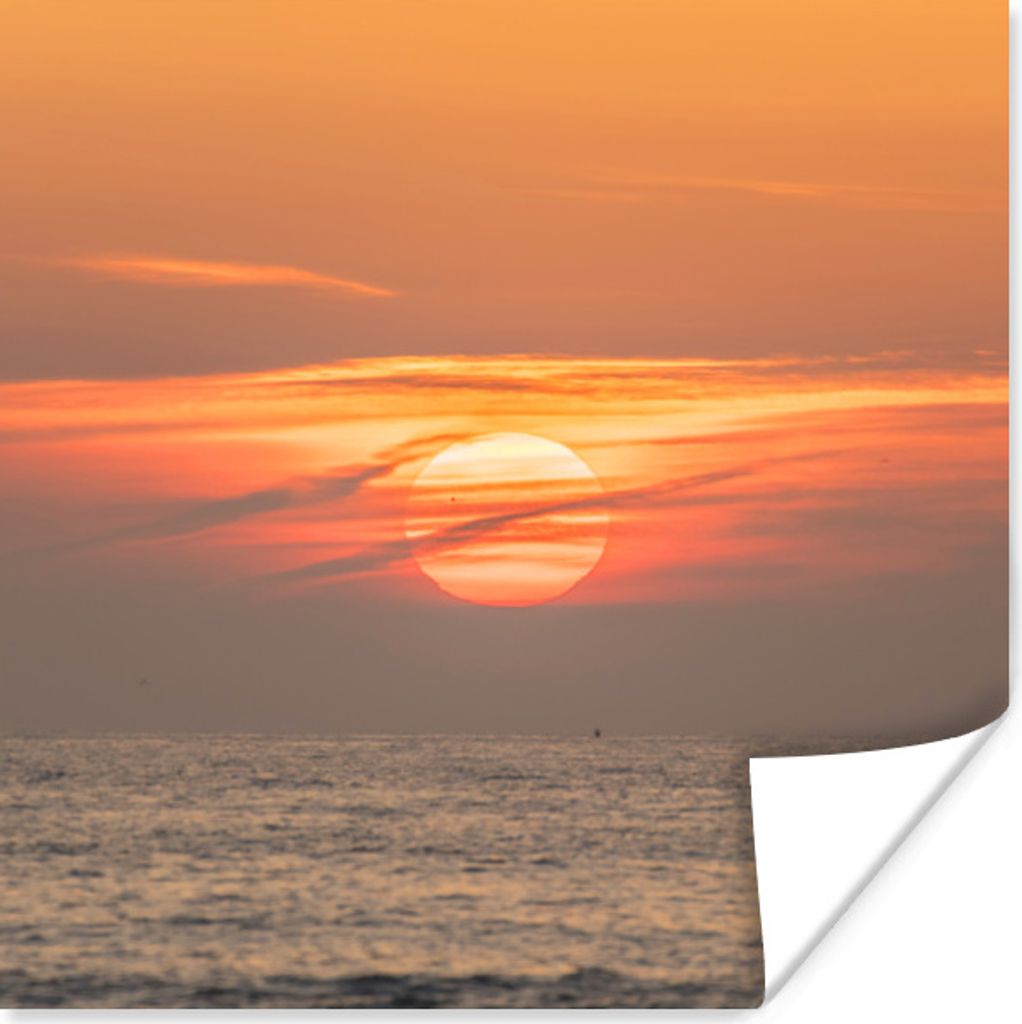 MuchoWow Poster Sonnenuntergang auf dem Meer 75x75 cm - Wand Dekoration
