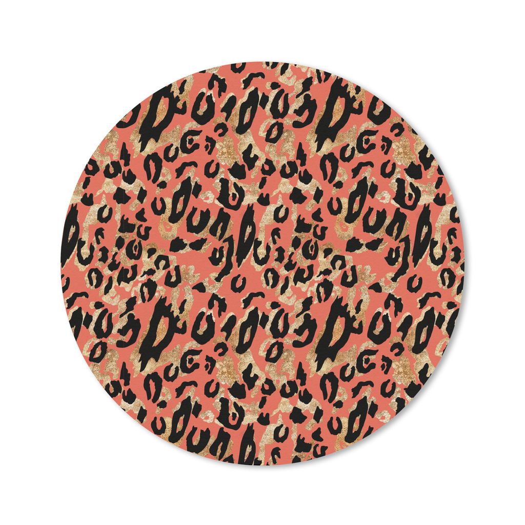 MuchoWow Mauspad Mousepad Rosa - Pantherdruck - Gold - Luxus 50x50 cm - Mousepads - Maus Mat - Pad - Mausunterlage - Vinyl
