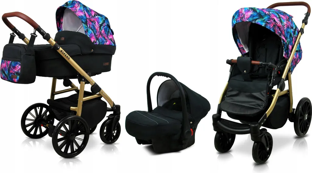 Poussette 3 en 1 Confortable avec Amortisseurs Modèle Plumes