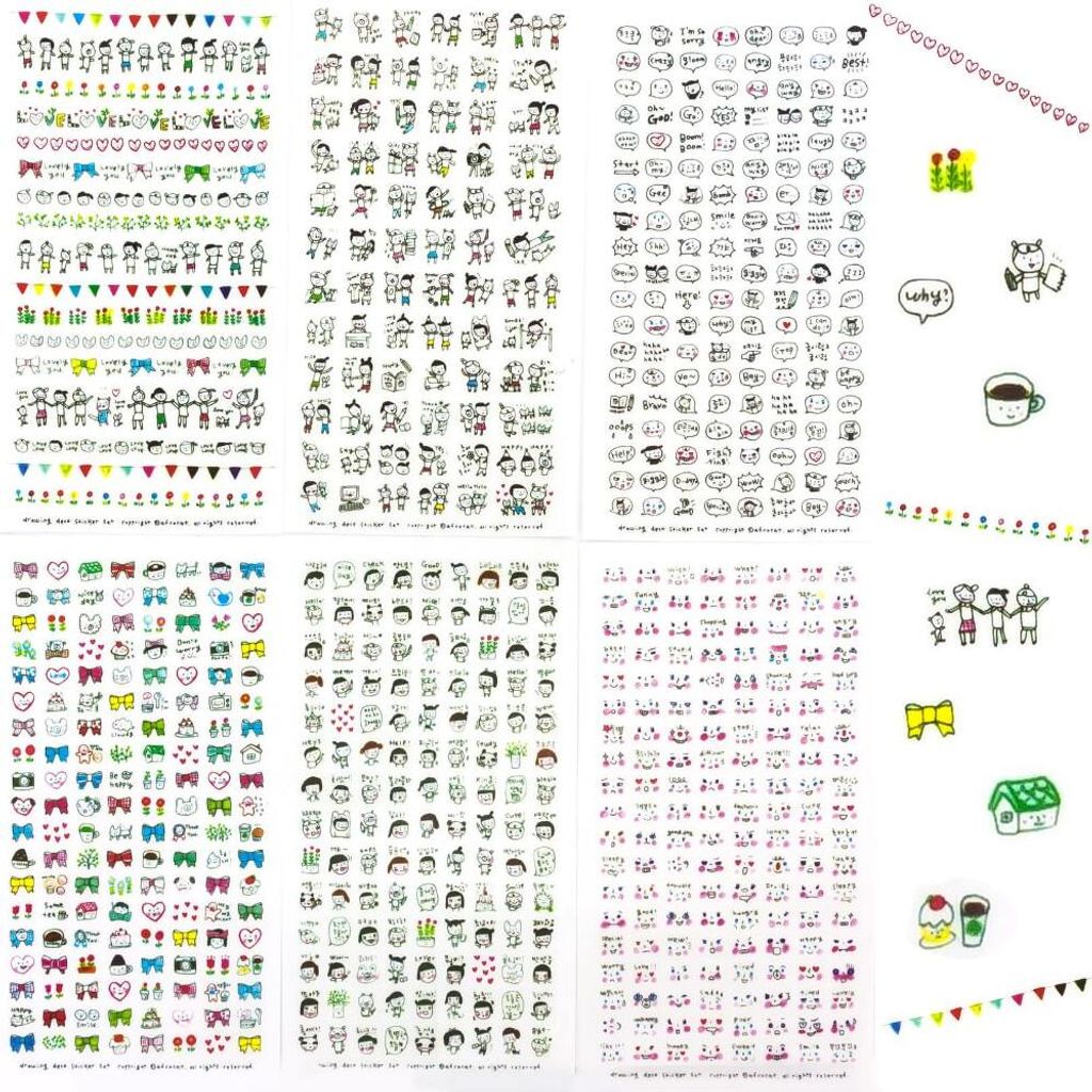 Oblique Unique 6 Bögen Drawing Sticker gezeichnete Produktbild 