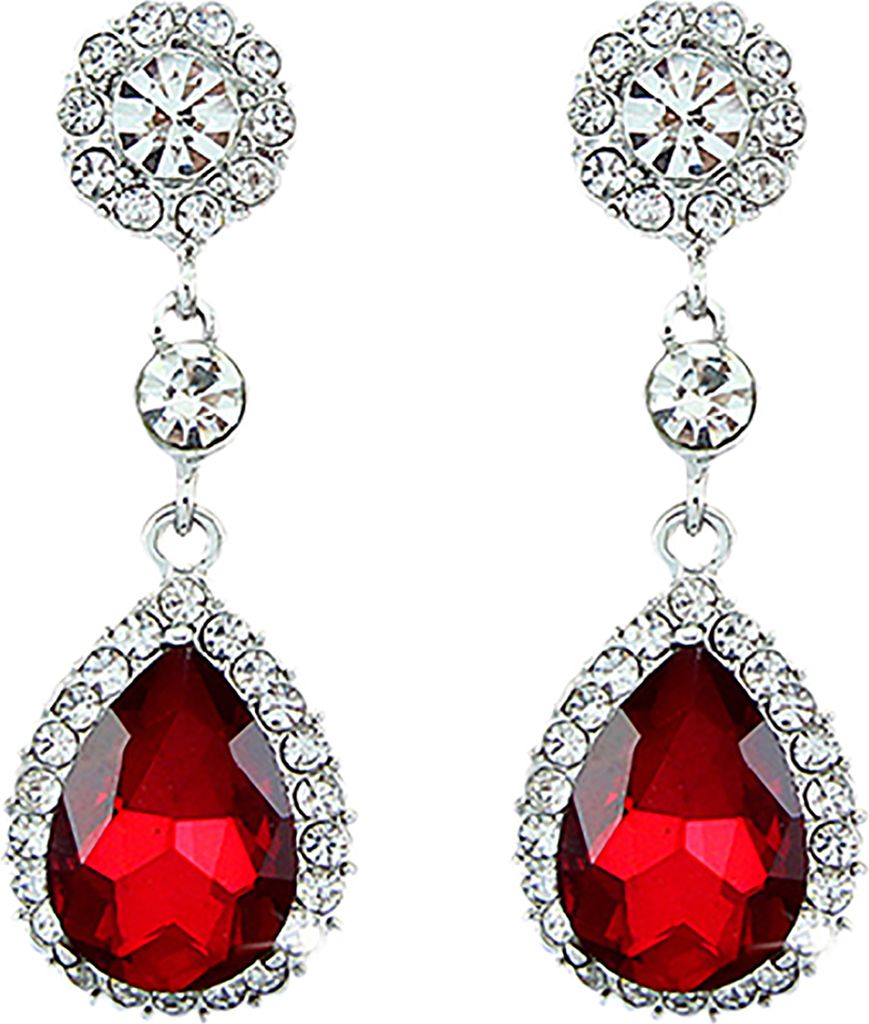 Luxus-Wassertropfen-Kronleuchter-Ohrringe für Damen, Strass-Ohrtropfen, Schmuck für den Alltag-Rot
