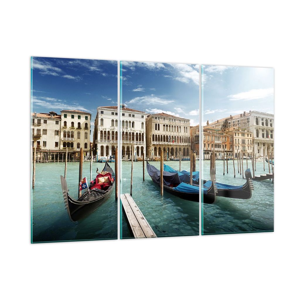 Bilder auf glas - Architektur venedig italien gondel - 105x70cm - Glasbilder - Wandbilder - Kunstdruck - Wanddekoration aus Glas - Glas Bilder - Wa...