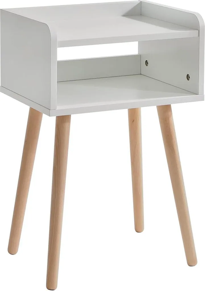Table de nuit IBUYKE scandinave blanc - 38.5x29x59.5cm - Meuble d'appoint