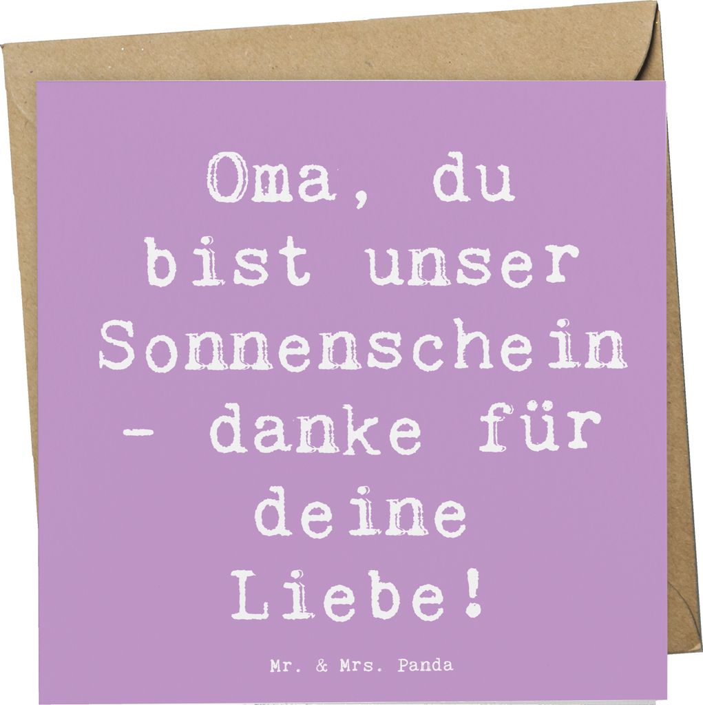 Mr. & Mrs. Panda Grußkarte Spruch Oma Sonnenschein - Lavendeltraum - Geschenk, anlasskarte, Freundschaft, Liebe, doppelkarte, Handarbeit, Aufmerks...