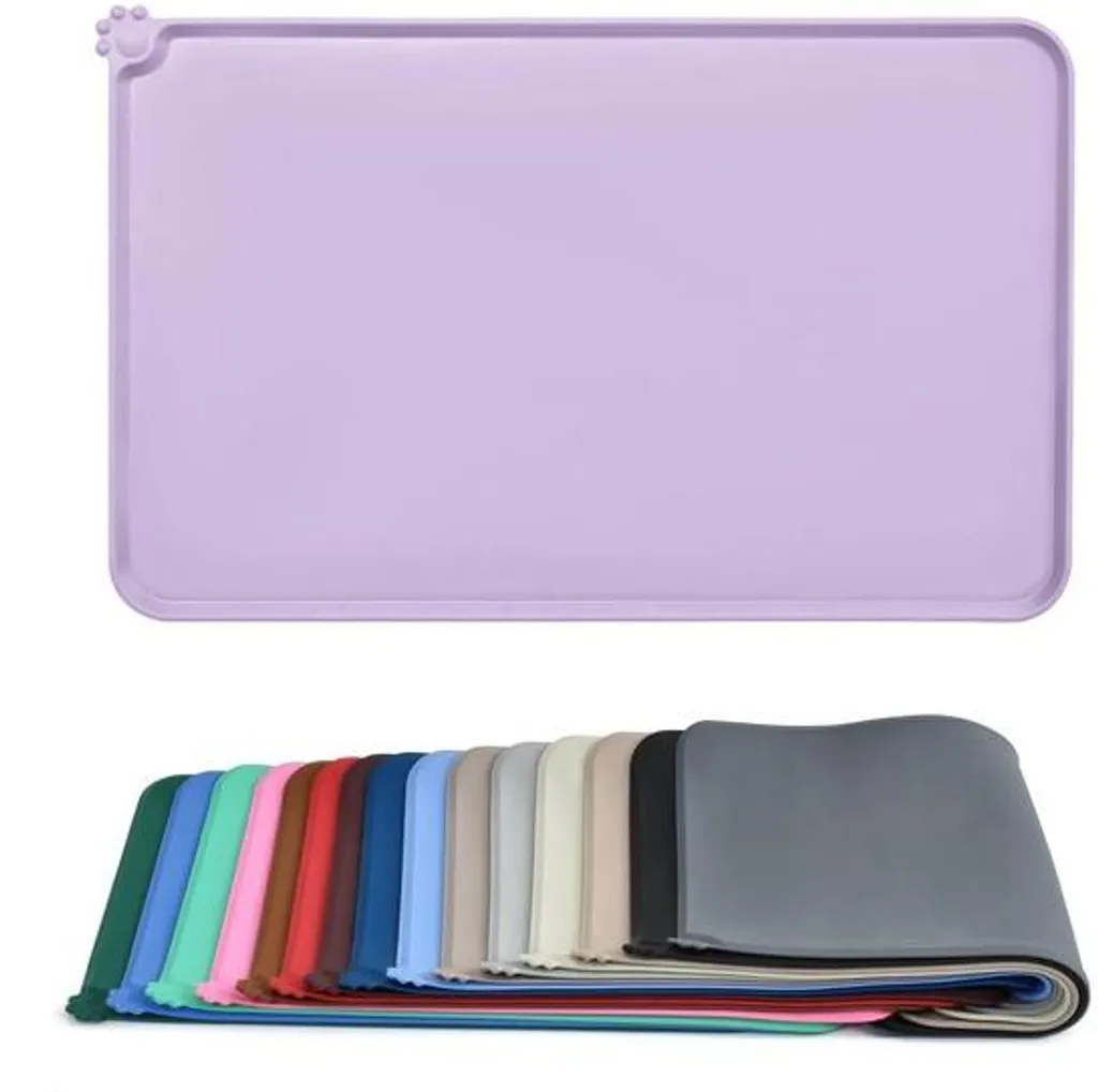 Tapis de Gamelle Silicone 87x58 cm avec Rebords Hauts Anti-Débordement