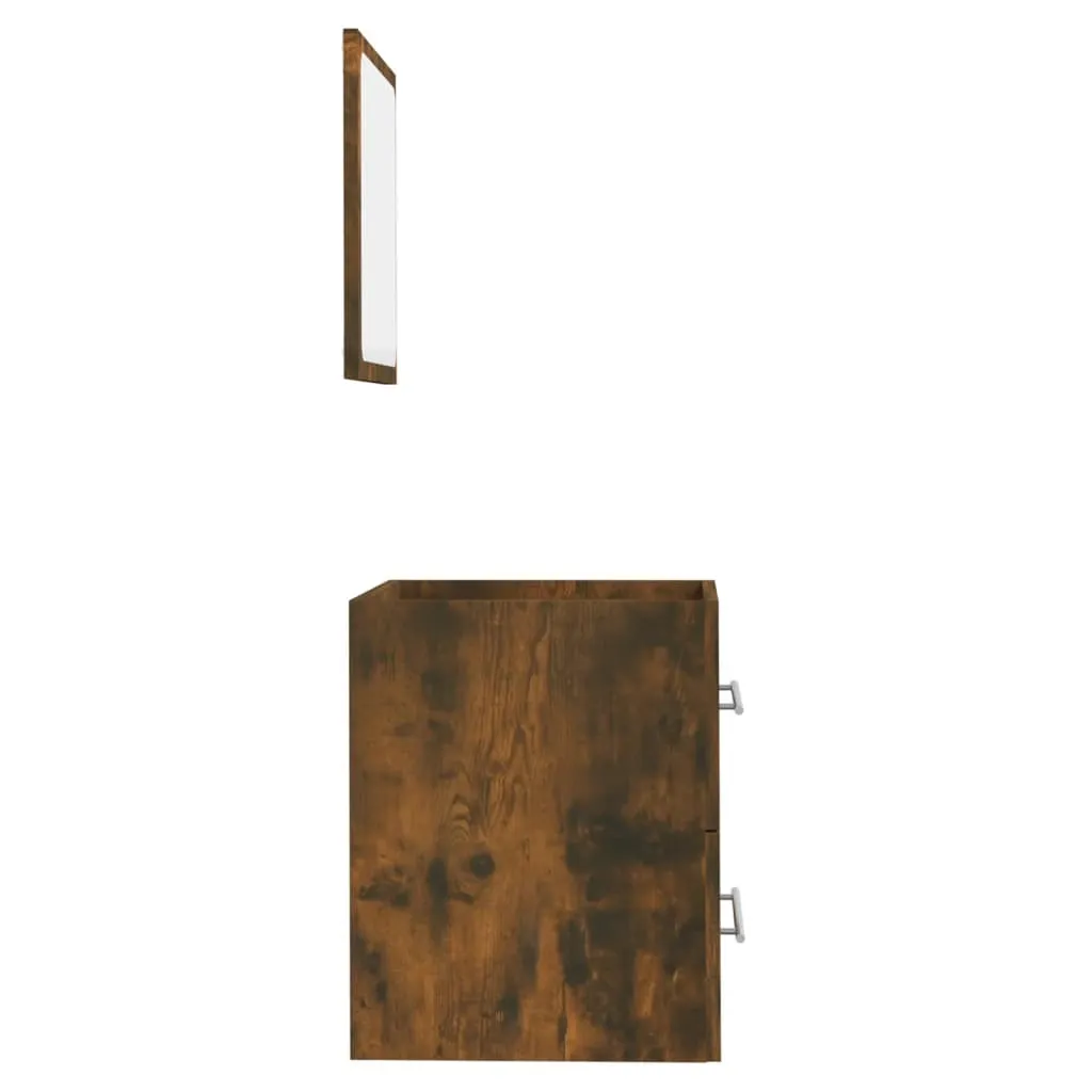 Petit meuble de salle de bain miroir chêne fumé gain de place 41 cm - 6