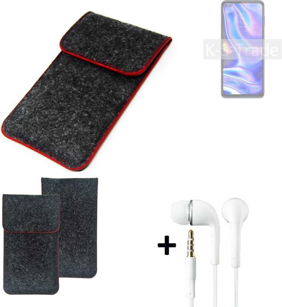 K-S-Trade Handy Schutz Hülle kompatibel mit Motorola Moto One 5G Schutzhülle Handyhülle Filztasche Pouch Tasche Case Sleeve Filzhülle dunkelgrau