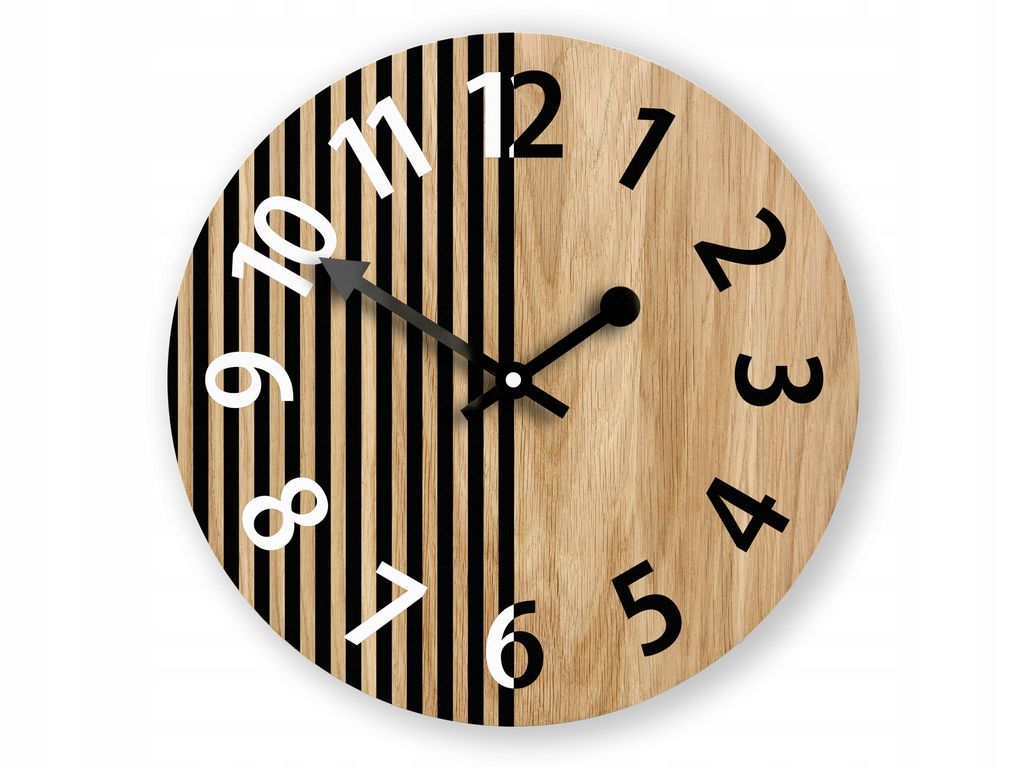 ModernClock, Wanduhr, Wohnzimmer, 33cm, große Wanduhr aus Eiche, Nepal