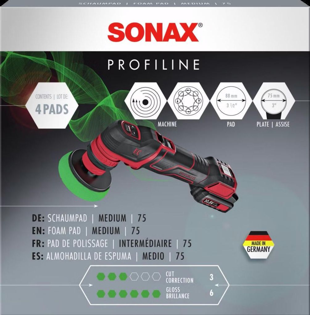 SONAX 04985000 SONAX medium Exzenter-Aufsatz 75,0 mm, 4 St. Obrázek produktu 