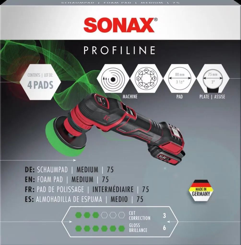 Pad de polissage SONAX pour enlever les rayures - Éponge abrasive dure