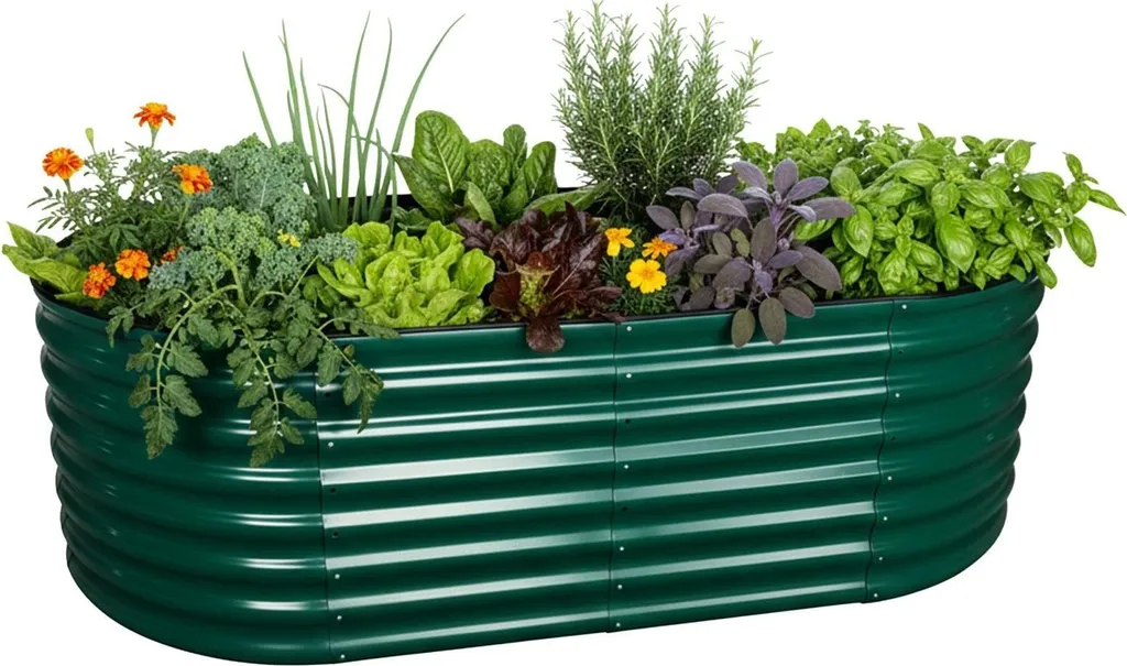 Jardinière surélevée demi-ronde en acier galvanisé pour fleurs et potager