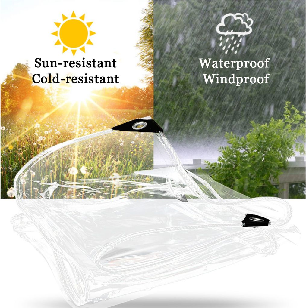 Topchances Wasserdichte Transparent PVC Plane mit Ösen, Produktbild 8