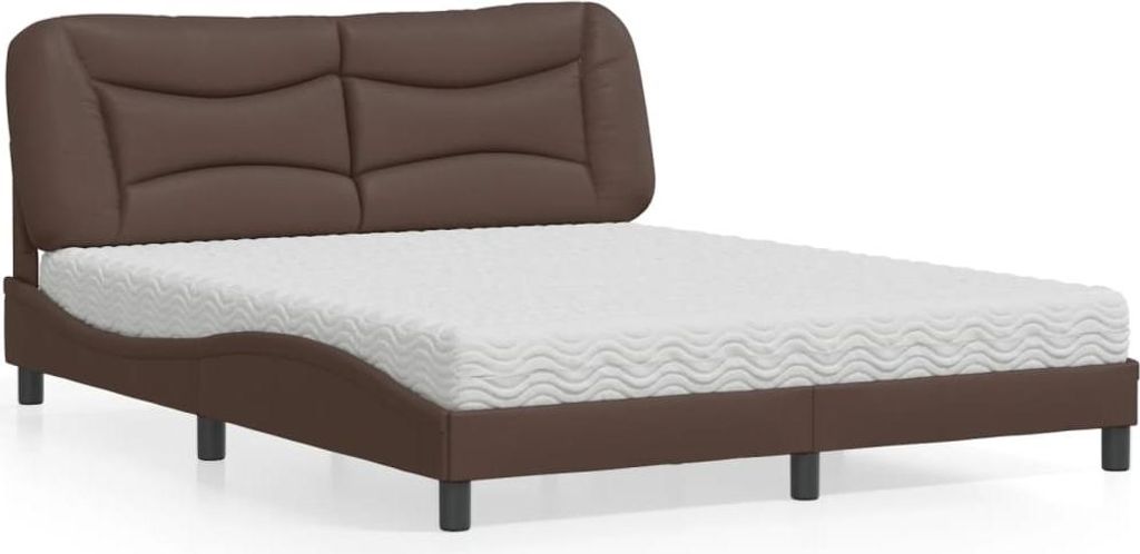 vidaXL Bett mit Matratze "Hvar" Braun 160x200 cm Kunstleder