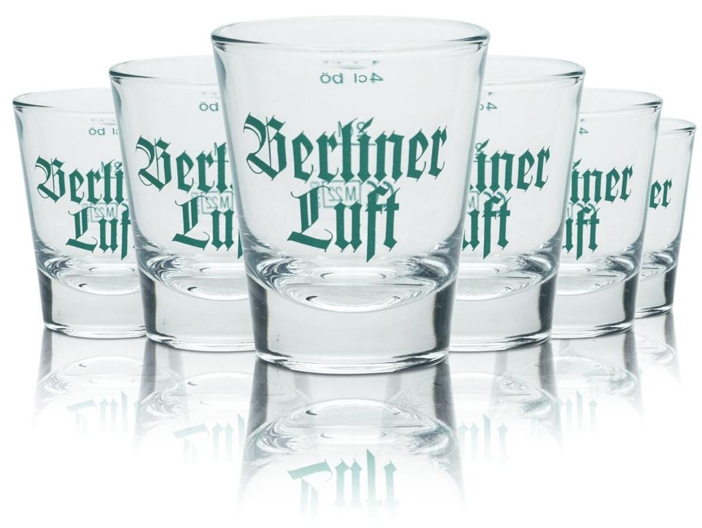 6x Berliner Luft Glas 4cl Schnaps Gläser Stamper Kurze Shot Produktbild 