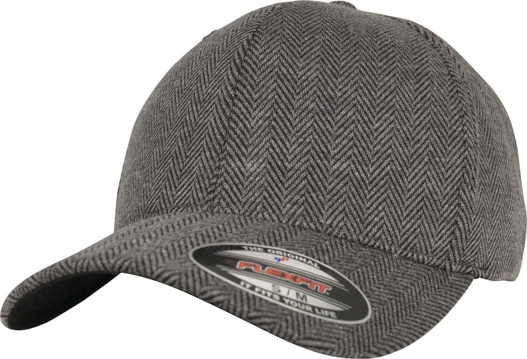 Flexfit by Yupoong Fischgrätenmuster Baseballkappe RW7701 (L/XL) (Schwarz/Grau meliert)