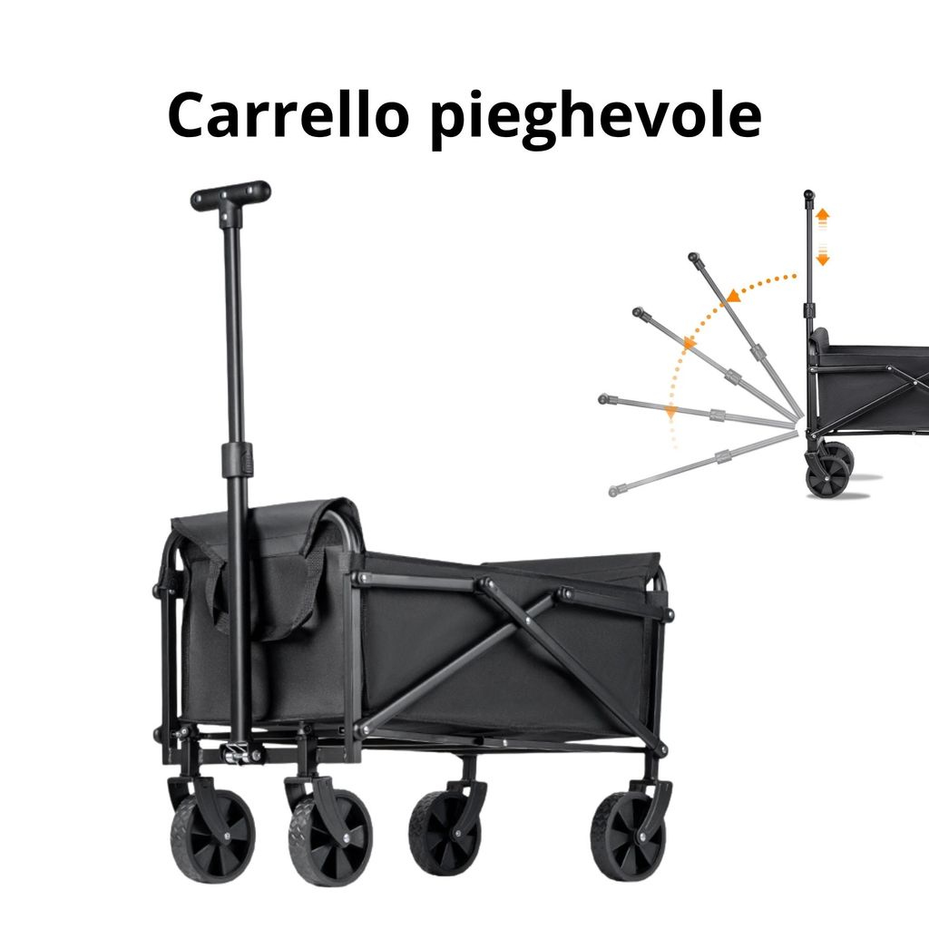 Carrello Pieghevole con 4 Ruote – Carrello da Trasporto per Immagine del prodotto 