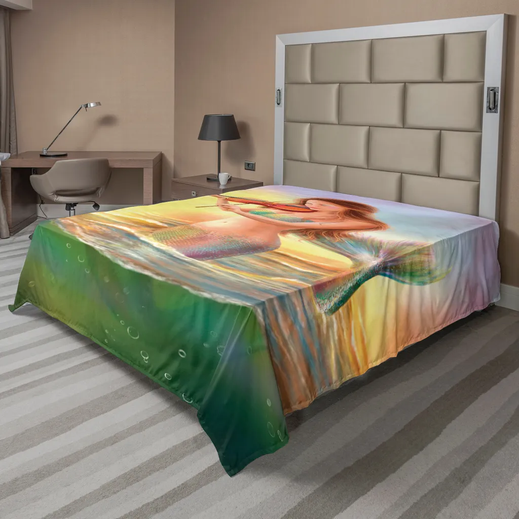 Drap-housse Sirène Anti-plis 244x205cm pour un Sommeil Doux et Coloré