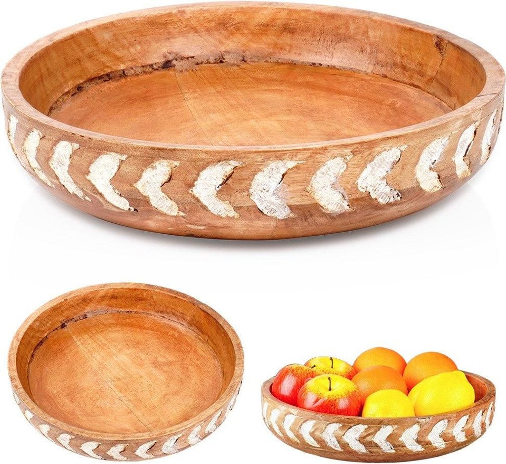 Holzschale zum Servieren von Snacks, Salaten, Obst, 30,5 Produktbild 