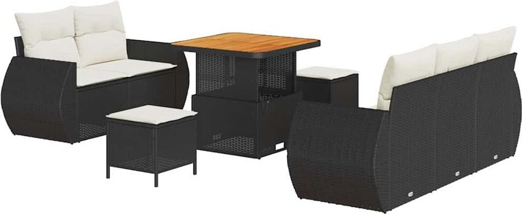 vidaXL Gartensofa-set 8 pcs Schwarz Poly-Rattan