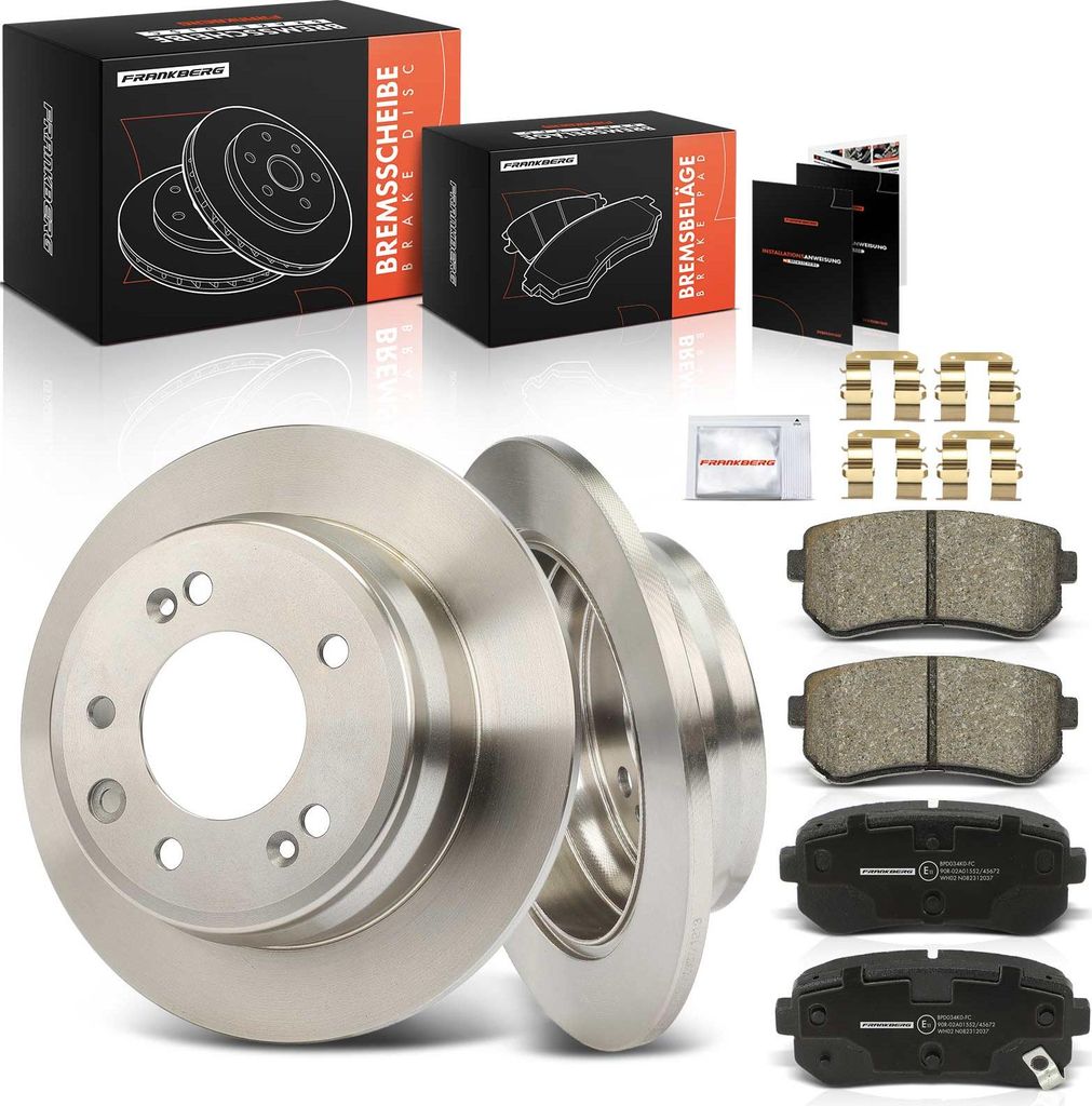 Frankberg 2x Bremsscheiben 4x Bremsbeläge Hinterachse für Hyundai i30 Kombi iX35 KIA Cee'D SW Pro Sportage