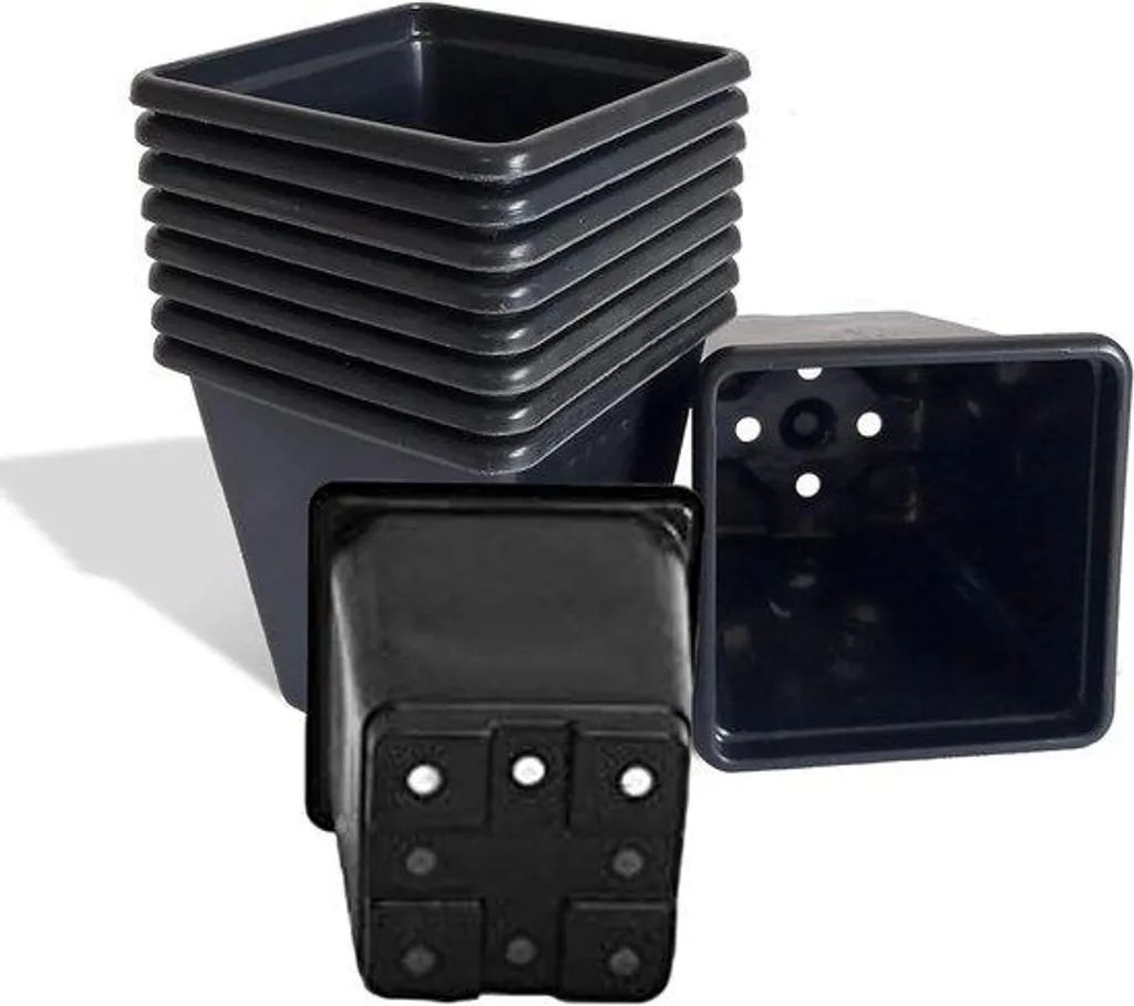 Lot de 10 petits bacs en plastique noirs 9 cm pour semis et bouturage