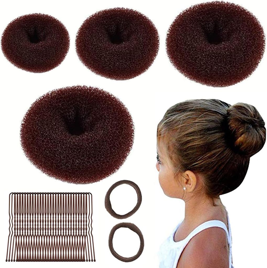 4 Stück Donut Hair Bun Maker Set mit 2 elastischen Produktbild 