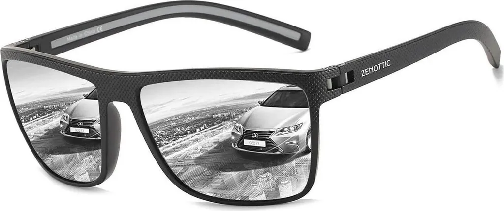 Occhiali da Sole Polarizzati Uomo TR90 Neri Lenti Argento UV400