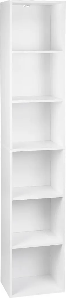 Bibliothèque colonne blanche 6 compartiments 158 cm en bois aggloméré