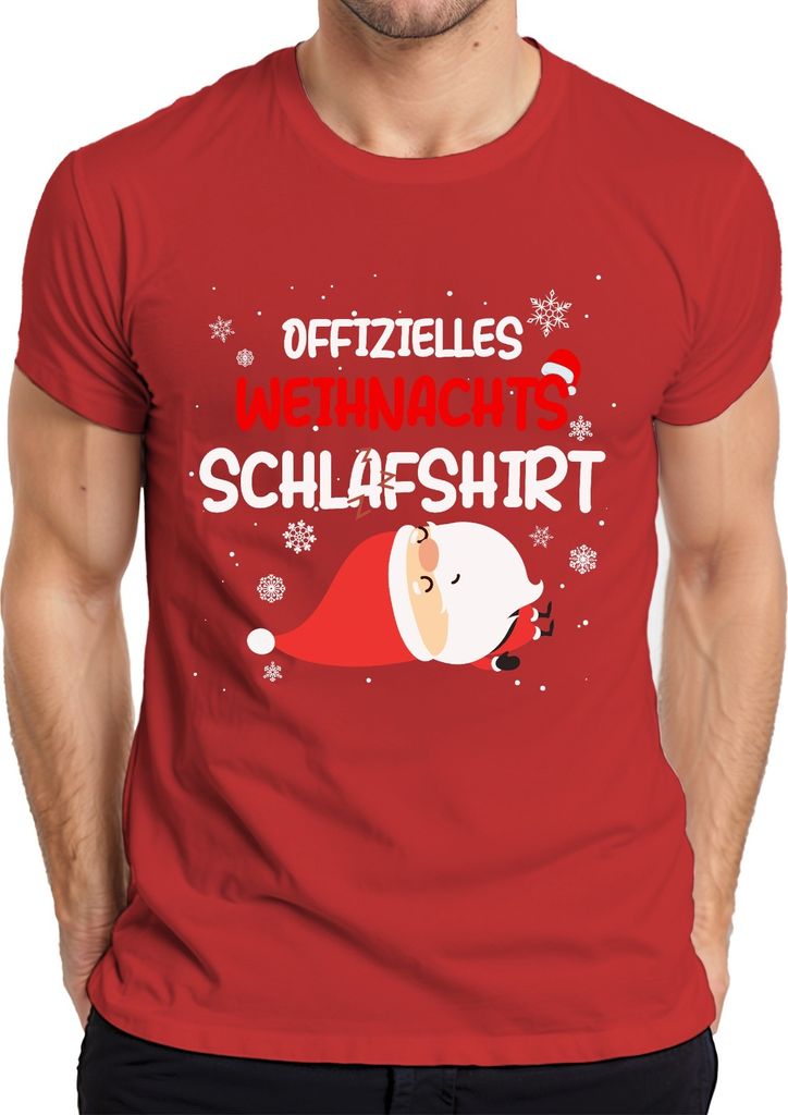 Offizielles Weihnachts-Schlafshirt Weihnachtsmann Santa - Weihnachten Xmas Christmas Herren T-Shirt, Rot, M