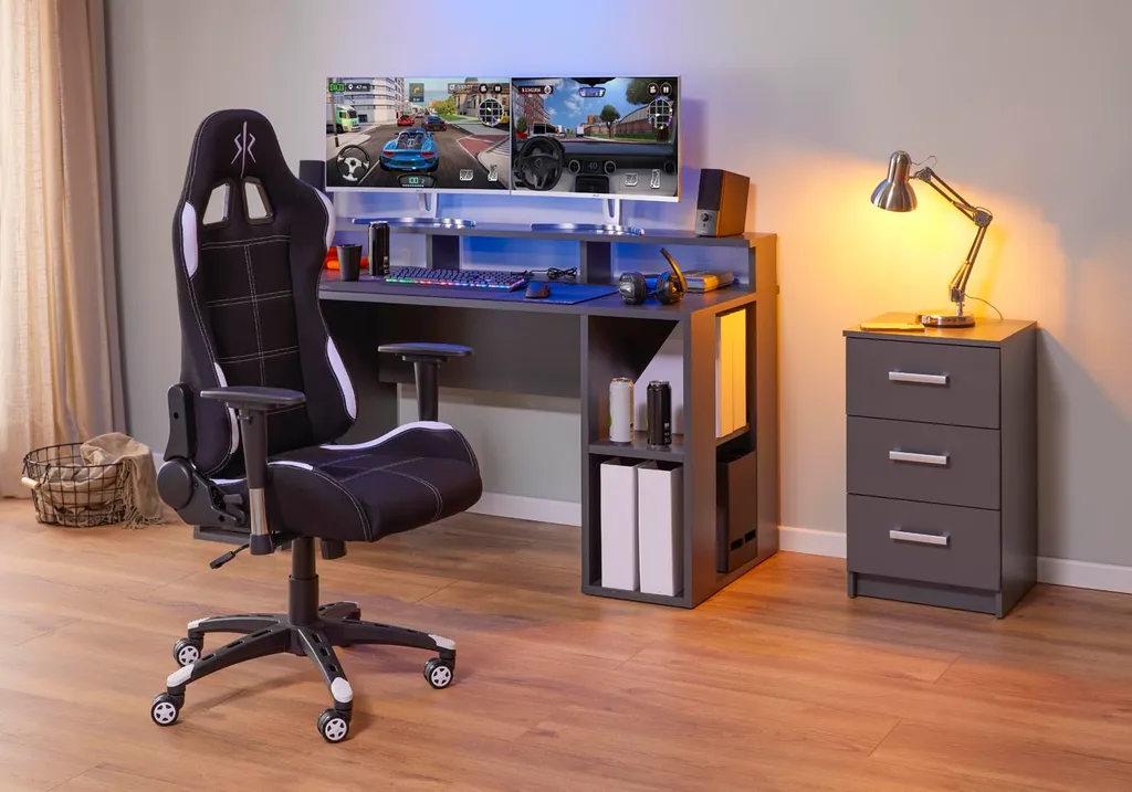 Bureau gaming MatchPoint gris pour organiser son setup PC - 10