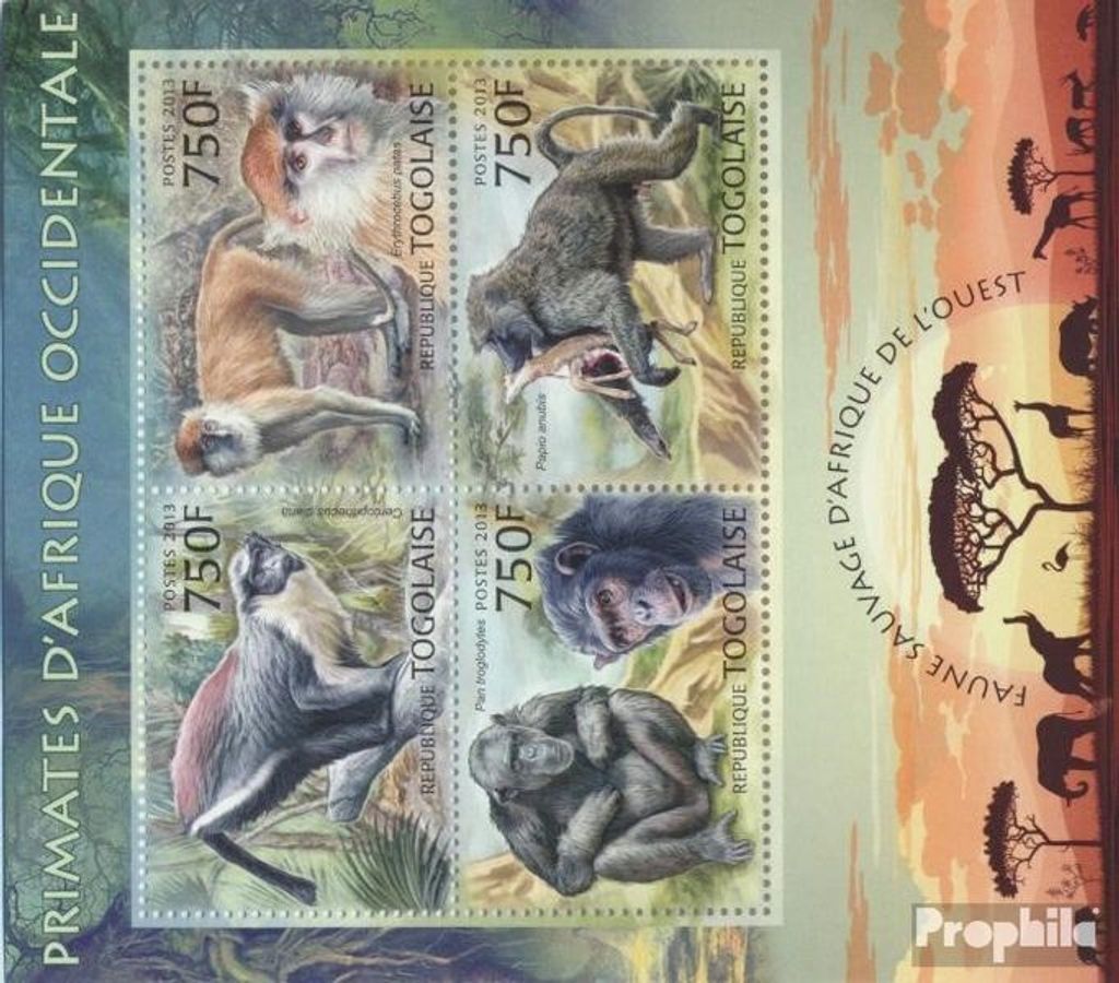 Briefmarken Togo 2013 Mi 4891-4894 Kleinbogen (kompl. Produktbild 