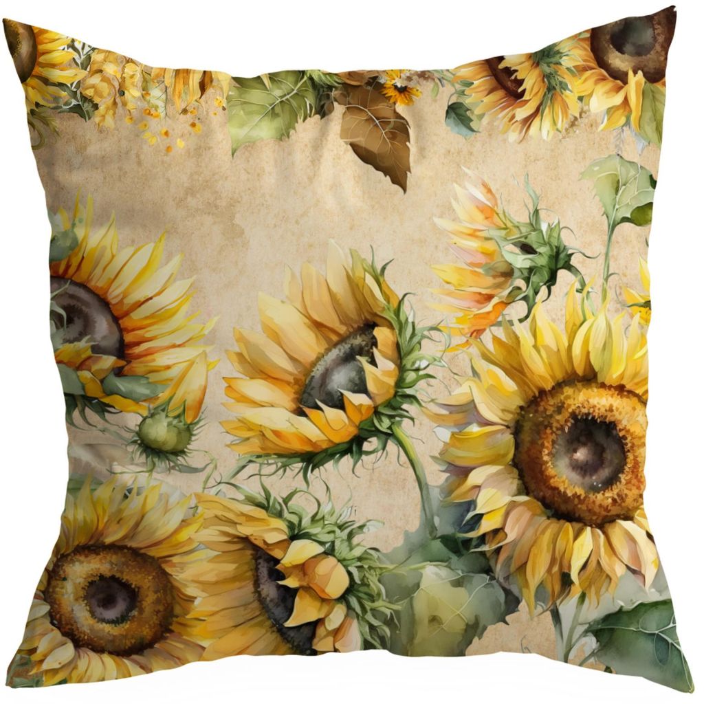 HomeView Dekorative Kissenhülle Frühling Sonnenblumen 50x50 Produktbild 
