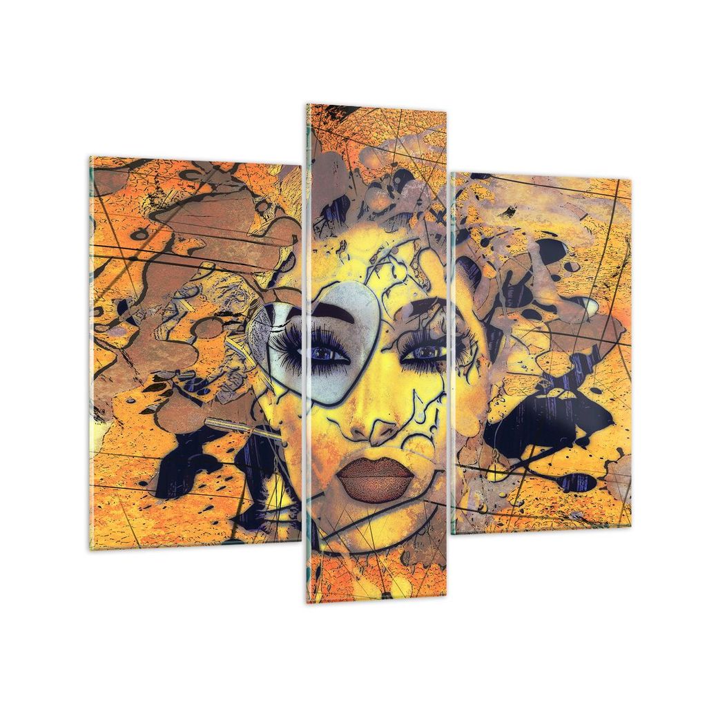 Bilder auf glas - Gesicht Frau - 95x80cm - Glasbilder - Wandbilder - Bilder - Kunstdruck - zum Aufhängen bereit - Wanddekoration aus Glas - Glas B...