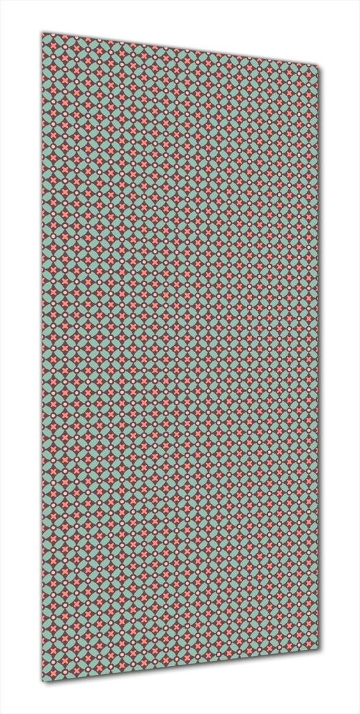 Wallario selbstklebende Duschrückwand 90 x 190 cm mit Motiv Muster mit Kreuzen, Kreisen und Vierecken, in rot, braun und grün - Wandverkleidung m...