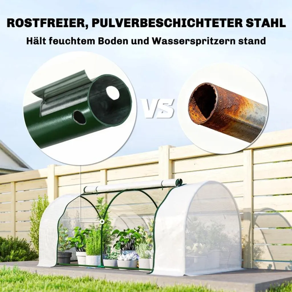 Serre de jardin anti-UV blanche 200 cm en plastique renforcé et acier
