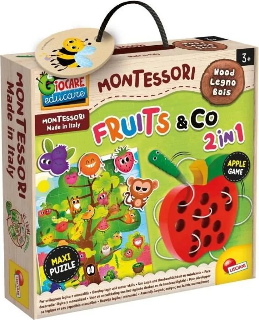 Développer la Motricité Fine - Jeu Montessori en Bois Fruits & Co 2 en 1