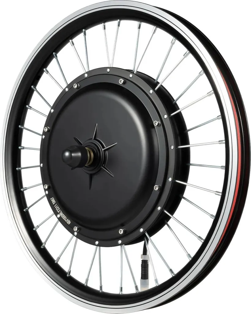 Set complet électrification vélo avant moteur sans balais et LED noir