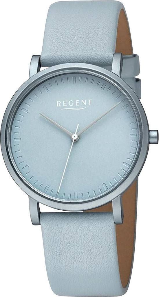 Regent Leder Damen Uhr Armbanduhr Quarz graublau Lederarmband D2URBA809
