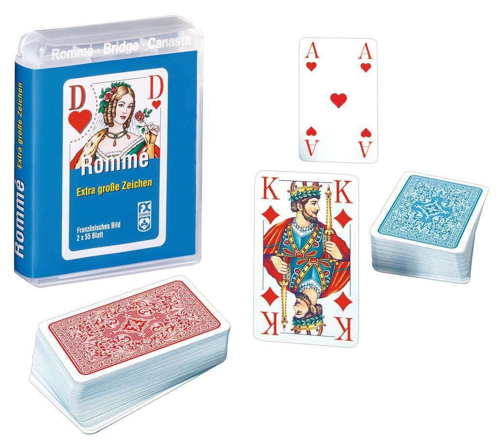 4x 55 Romme Karten Rommekarten Spielkarten Canasta Bridge Poker Skat Bar Café 