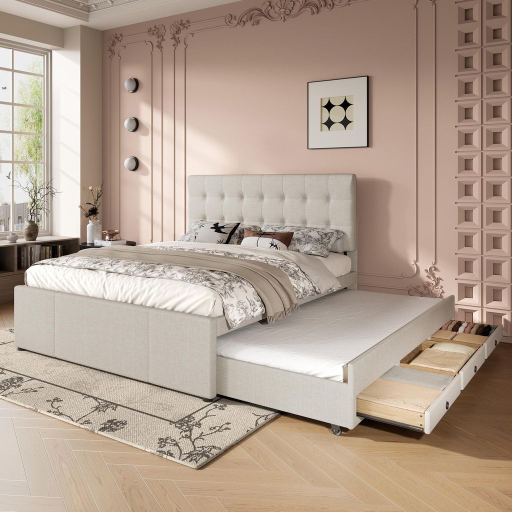 Letto imbottito, 140x200cm, letto matrimoniale, letto Immagine del prodotto 