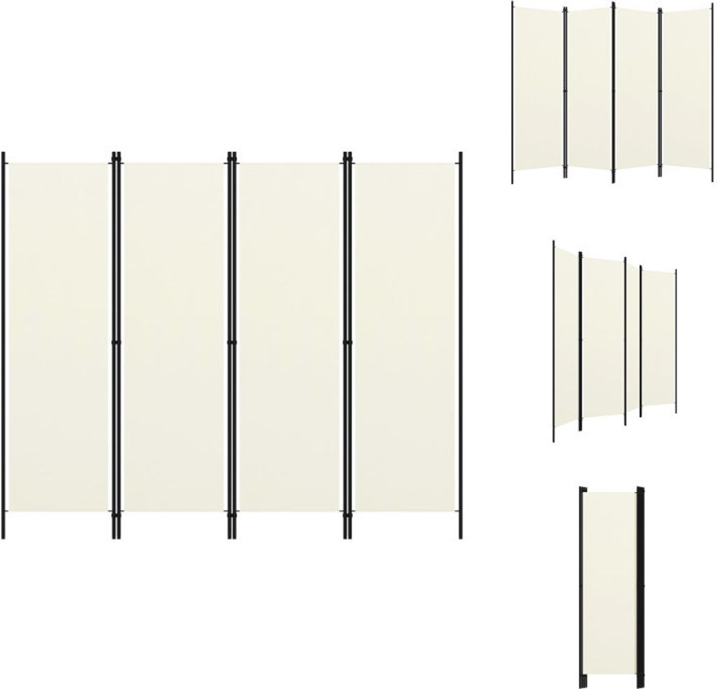 vidaXL 4-tlg. Raumteiler Cremeweiß 200x180 cm - Raumteiler