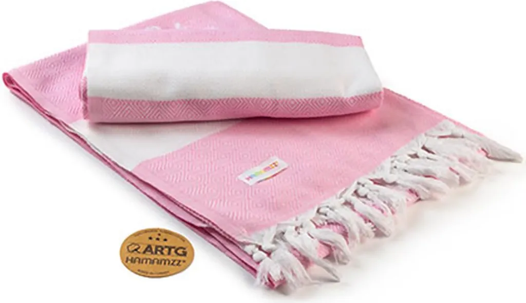 Fouta de luxe Marmaris Hamamzz 100x180 cm Rose pour Hammam et Spa