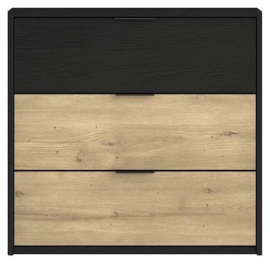 Masseno Kommode LAMON 80 cm Sideboard mit 3 Schubladen für Wohnzimmer Schlafzimmer Modern 80x40x80 cm Graphitfarben / Eiche Artisan