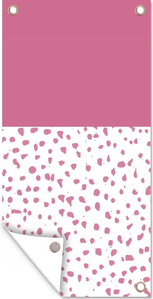 MuchoWow 40x80 cm Outdoor-Poster Gartendeko Sichtschutz Garten Poster für den Garten Punkte - Rosa - Muster