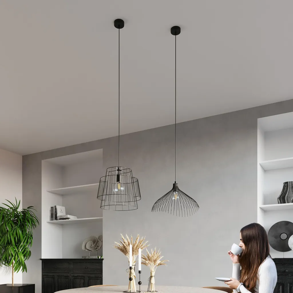 Sollux Lighting GATE Nero - Lampada a Sospensione E27 Acciaio 130cm - 7