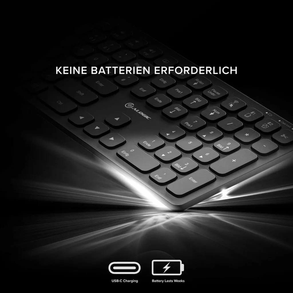 ALOGIC ASKBT3WC-DE Ensemble Clavier Souris Sans Fil RF Bluetooth Noir - 3